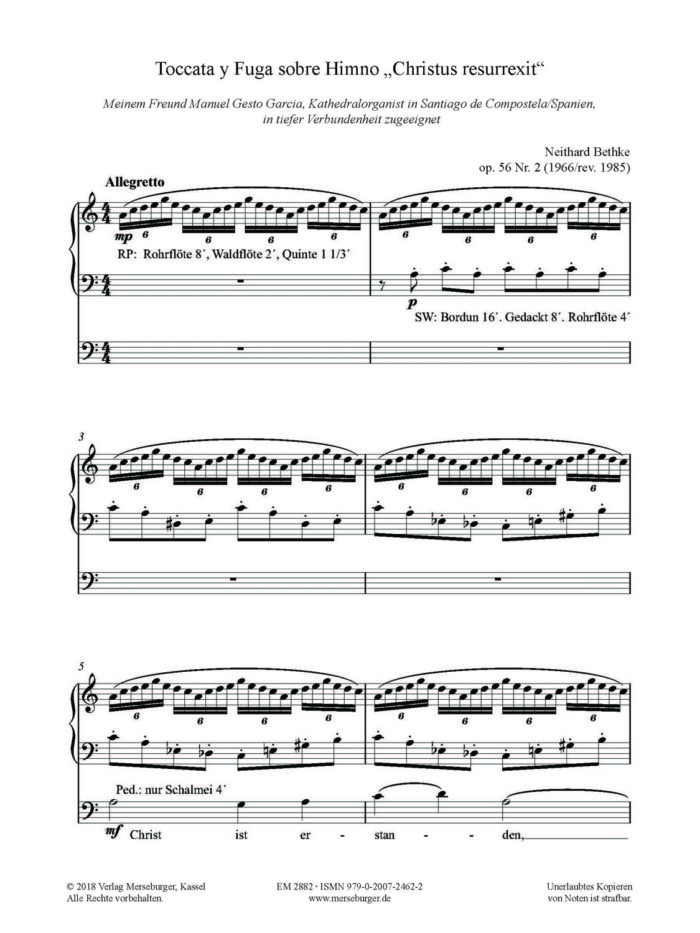 Toccata y Fuga sobre Himno 'Christus resurrexit' op. 56/2 (1966/rev. 1985)